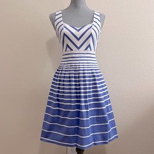 Max and Cleo Blue & White Strip Dress with Pockets, size 4